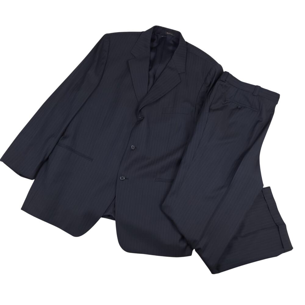 Lanificio Di Marzoni Men's Wool & Cashmere 3B Custom Suit Black Pinstripe Italy
